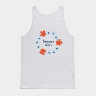 Round floral wreath with bold naive art tropical flowers Tank Top